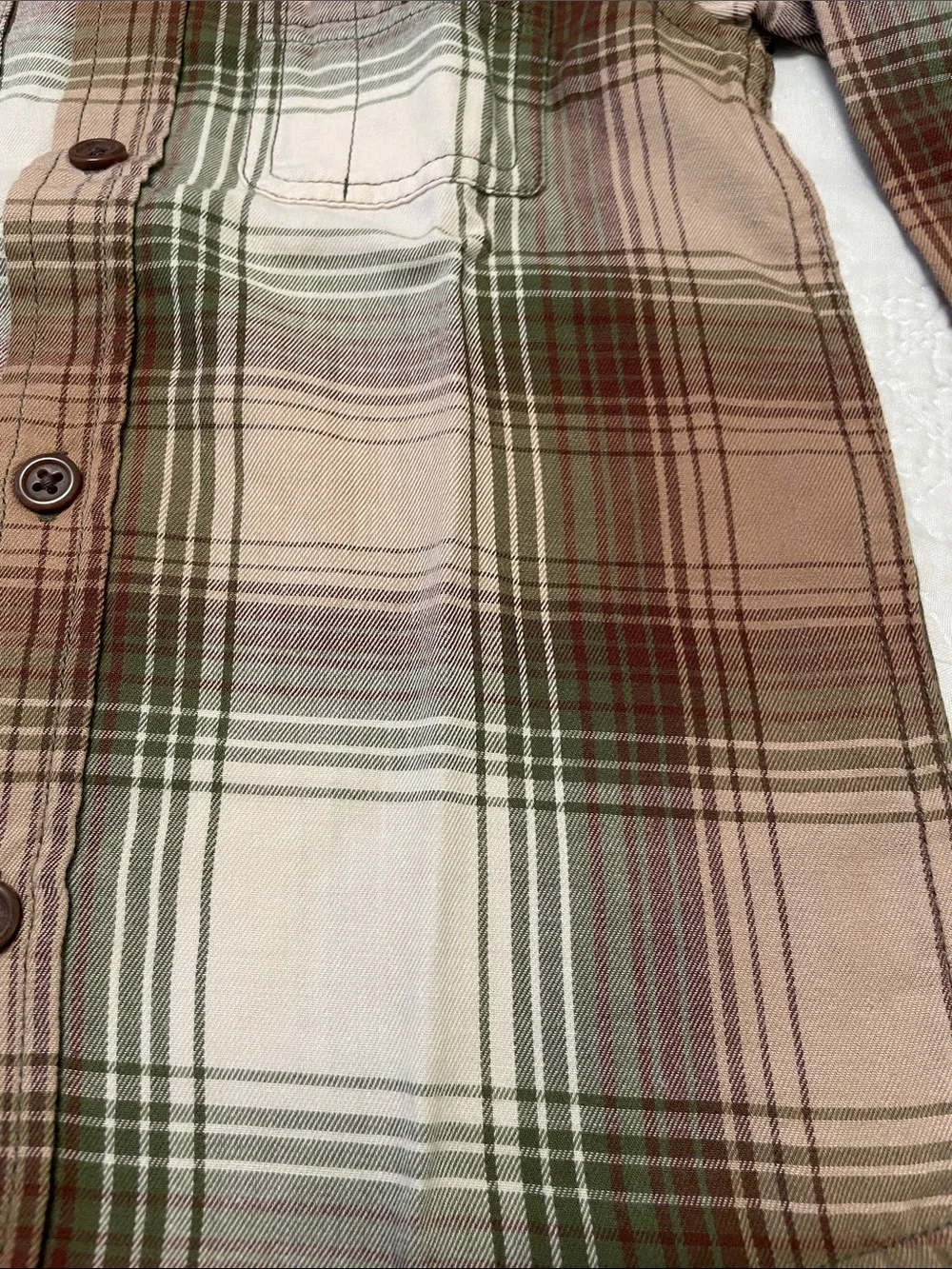 NWT $33 The Children’s Place 4T TRULY OLIVE Plaid Soft Long Sleeve Button Shirt